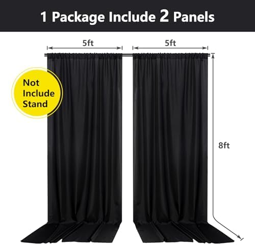 Black Backdrop Curtain for Party, Halloween Backdrop, 5ft x 8ft, 2 Panels - Image 2