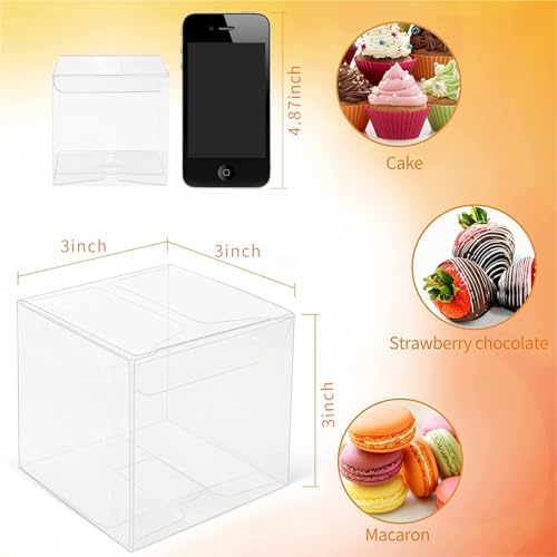 COTOPHER 120 Pcs Clear Boxes for Favors, 3x3x3 Inches Clear Gift Boxes - Image 2
