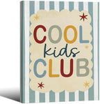 Wrapped Framed 16x20 inch Trendy Preppy Blue Striped Wall Art Cool Kids Club Quotes Poster Modern Funny Toddler Canvas Prints for Kids Playroom Bedroom Wall Decor by Medpol