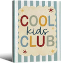 Wrapped Framed 12x16 inch Trendy Preppy Blue Striped Wall Art Cool Kids Club Quotes Poster Modern Funny Toddler Canvas Prints for Kids Playroom Bedroom Wall Decor by Medpol