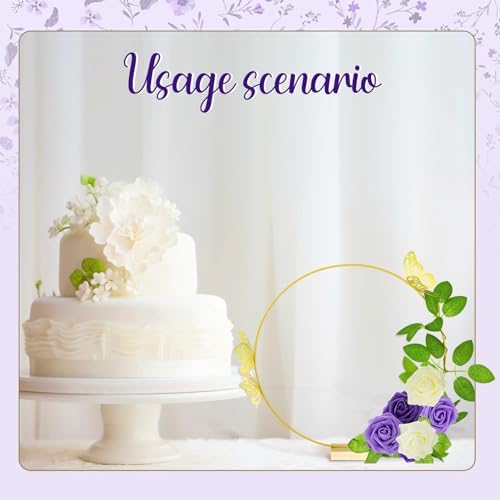 Vercraft 12 Set Butterfly Hoop Centerpieces,White, Purple, Purple,Round - Image 4