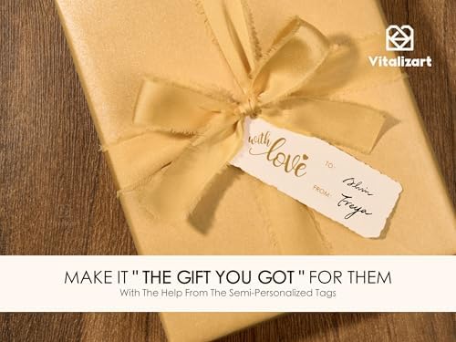 Vitalizart Gold Wrapping Paper Set 30" Pearly-Lustre Ribbons & Gift Tags - Image 4