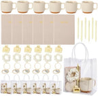 42Pcs Baby Shower Prizes for Game Winners, Baby Shower Guests Favor Set with Scrunchies Ceramic Mug Hair Claw Mirror Pen A6 Notebook Gift Bag for Wedding Bridal Showers Favor(Creamy White) by Acellegic