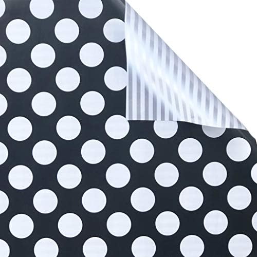 Jillson & Roberts All Occasion Reversible & Cut Lined Wrapping Paper Roll Bundle - Black and White Stripes and Dots (12.5 sq ft per roll, 75 Total Sq Ft) for Birthdays, Weddings, Graduations, Valentine's Day, Anniversaries, Christmas, 6 Pack - Image 6