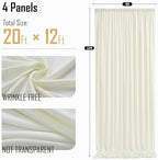 gogoparti 20ft x 12ft Ivory Wrinkle-Free Backdrop Curtain for Wedding Parties, Thick Polyester 4 Panels 5x12ft for Wedding Birthday Baby Shower Halloween Photography Party Background - Image 6