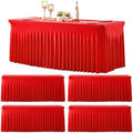 4 Pack Red Spandex Tablecloths for Rectangle Tables 8 Foot Red Stretch Table Cloth Rectangle 8ft Elastic Fitted Table Cover Fabric with Skirt for Wedding Graduation Birthday Party Banquet Buffet by Suppromo