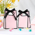 AmazingSpark 50 Pcs Pink Black Mini Gift Bags Bulk 6.3 x 3.9 x 2.8 Inch Party Favors Elegant Small Gift Bags with Handles and Ribbon Bows for Wedding Birthday Bridal Baby Shower Party Favors - Image 3