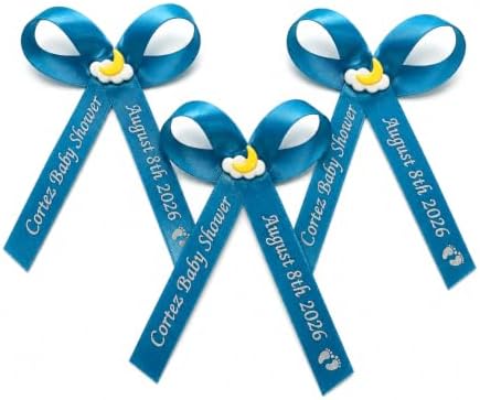 Personalized Ribbons Bows 25 for Wedding Bridal Shower Baby Favor, Party Favors, Quinceanera Anniversary Sweet 16 Custom Made Names (Turquoise) by AmysBubbling