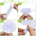 Yulejo 150 Packs White Hand Fans for Wedding Round Folding Plastic Handle - Image 4