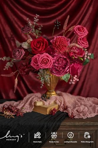 Ling's moment Artificial Pink Flowers Combo, Magenta & Hot Pink, Deluxe - Image 2