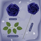 100 Pcs Artificial Rose Flowers, Navy Blue - Image 2