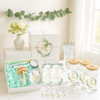 Hoolerry 6 Sets 72 Pcs Baby Shower Prizes for Game Favors Include Glass Cups Baby Shower Winners Present Box Lipstick Pen Candle Keychain Guests Wedding Gift(Greenery) by Hoolerry