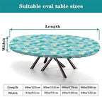 Blue Floral Background Print Tablecloths Oval Leakproof & Sturdy Washable for Mother's Day Father's Day Valentine's Day Fits for 52" x 70" Oval Table - Image 4
