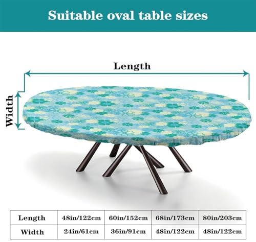 Blue Floral Background Print Tablecloths Oval Leakproof & Sturdy Washable for Mother's Day Father's Day Valentine's Day Fits for 52" x 70" Oval Table - Image 4