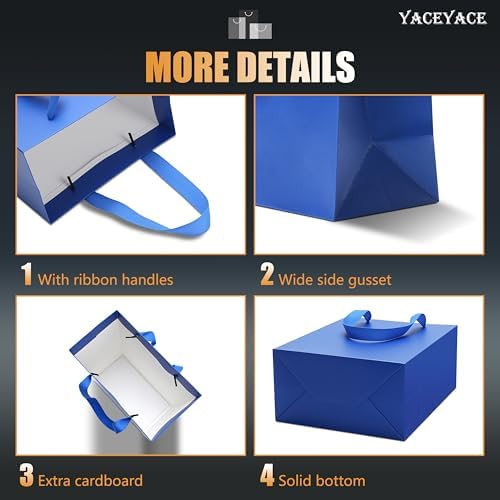 YACEYACE Blue Gift Bags 20Pack, Blue Gift Bags with Tissue Paper - Image 4
