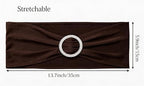 Spandex Chocolate Brown Chair Sashes 100 Pack Chair Bow Bands Silver Buckle - Image 3