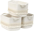 3 Pack Storage Basket for Shelves, Boho Cotton Rope Storage Bins with Heavy Tassel, Shelf Baskets Large Woven Baskets for Organizing, Cube Organizer Bins, Baby Laundry Basket for Clothes, Toys, Pets by Degeyoyo
