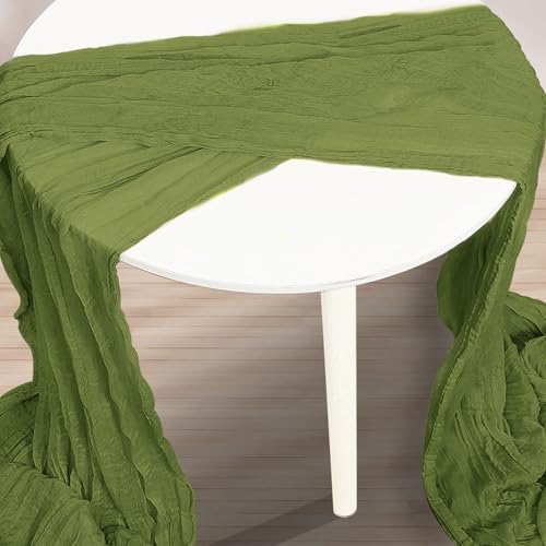12 Pack Olive Green Cheesecloth Table Runner 35x120 Inch 10Ft Rustic Gauze Cheese Cloth Table Runner Sheer Cheesecloth Table Runners for Wedding Party Bridal Shower Decoration - Image 3