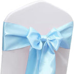 Satin Baby Blue Chair Sashes 50 Pack, Light Blue Chair Bows for Wedding - Image 7