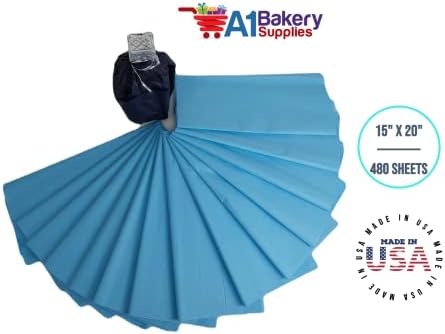 Gift Wrapping Tissue Paper 15X20 480 Pack by A1 Bakery Supplies (Cerulean) - Image 6