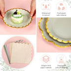 144 Pcs 48 Guests Sage Green and Pink Paper Plate and Napkin Party Supplies - Image 3