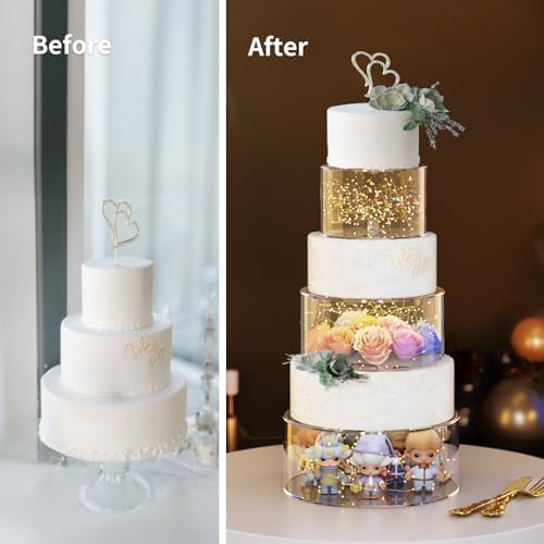 NPPLUS 3 Pcs Acrylic Round Cake Stand with Lid, Clear Fillable Cake Tier - Image 5