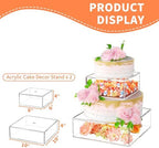 NPPLUS 2 Pcs Square Clear Acrylic Fillable Cake Stand with 2M LED Lights - Image 2