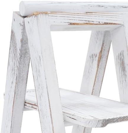 3 Tier Wooden Cupcake Stand, Ladder Dessert Table Display Set Dessert Stands Wood Farmhouse for Party Birthday Wedding Events Baby Shower Decoration (White) - Image 5