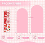Set of 2 Arch Backdrop Cover 7.2FT, 6FT Pink and Berry First Birthday Decal Sign - Adjustable Round Top Chiara Backdrop Stand Covers for Wedding Birthday Party Baby Shower Banquet Decoration - Image 2