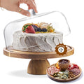 HOMESPHERE Wood Cake Stand with Lid, 2-in-1 Charcuterie Board, Round dome by Homesphere