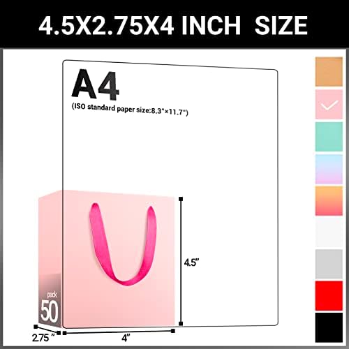 EUSOAR Tiny Pink Gifts Wrap Bags, 50 Pack 4x2.75x4.5 inches Shopping Bags with Handles Bulk, Merchandise Retail Wrapping Bags for Wedding, Craft Grocery, Boutique, Party Favor, Business - Image 2
