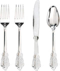 WDF 200 Pieces Silver Plastic Silverware Disposable - 50Guests Silverware Plastic Cutlery - Disposable Utensils Includes 100 Forks, 50 Spoons, 50 Knives Perfect for Christmas Wedding or Party by WDF