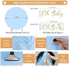 Gallety 7.2FT Baby Blue Round Backdrop Cover with Oh Baby Decal, Size Adjuster, Universal Fit for 5-7.2ft Circle Stand, Polyester Fabric Arch Cover for Wedding, Birthday Party, Photography Decor - Image 2