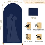FANPROMS Wedding Arch Cover Navy Arch Cover 4.6x8FT Round Top Chiara Arch Backdrop Cover Spandex Backdrop Cover for Arch Stand Balloon Party Arch Cover for Wedding Anniversary Baby Shower Decorations - Image 2