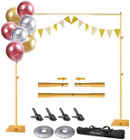 HYJ-INC Pipe and Drape Photography Backdrop Stand Kit - Titanium Gold Adjustable Photo Background Stand 10ft x 6.5ft with Metal Base for Parties Weddings Birthday Party Events Photo Booth by HYJ-INC