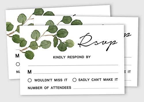 50 Blank RSVP Cards with White Envelopes-Greenery Style Response Card-RSVP for Wedding-Rehearsal Dinner-Baby Shower-Bridal Shower-Engagement Party Invitations - Image 2
