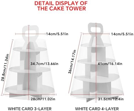 3-Tier Cupcake Stand, 10 Set Cardboard Cupcake Tower with Clear Cover, Dessert Cup Cake Stand Tower for Birthday Wedding Party Decoration,Afternoon Tea Stand, Cupcake Tier Stand - Image 3
