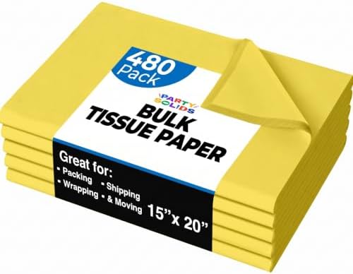 Party Solids Yellow Tissue Paper for Gift Bags 15" X 20" 480 Sheets by Crown+Display