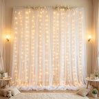 10×10ft White Tulle Backdrop Curtain with Lights String for Parites, Sheer Curtain Backdrop Drapes for Wedding Party Home Decorations - Image 6