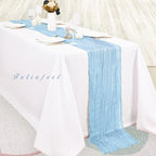 20 Pack Baby Blue Cheesecloth Table Runner 20 x 120 Inch Long Rustic Gauze Cheese Cloth Table Runner for Wedding 10FT Bridal Baby Shower Table Decorations Boho Fabric Sheer Birthday Party Table Decor - Image 4