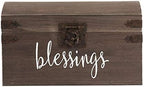 Hanna Roberts Card and Gift Fund Antique Brown Wood Box Chest for Weddings, Birthdays, Graduations, Baby and Bridal Showers, 13.3" x 7.5" x 7.8", Blessings by HannaRoberts
