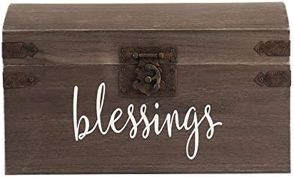 Hanna Roberts Card and Gift Fund Antique Brown Wood Box Chest for Weddings, Birthdays, Graduations, Baby and Bridal Showers, 13.3" x 7.5" x 7.8", Blessings by HannaRoberts