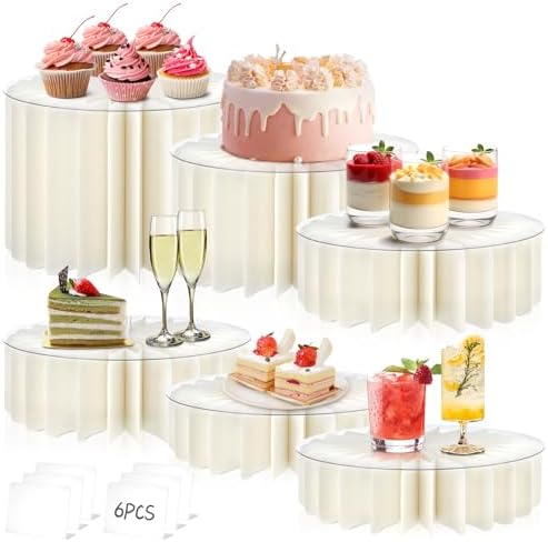 12Pcs Buffet Risers, Food Risers for Table, Foldable Cake Display Stands, Tall Cardboard Cupcakes Stand for Show Catering Desserts Jewelry Wedding Birthday Party Decoration (White) by Unknown