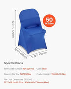 VEVOR Chair Covers, Polyester Spandex Chair Cover, Stretch Slipcovers for Wedding Party Dining Banquet Flat-Front Chair Covers (Royal Blue-c, 50PCS) - Image 7