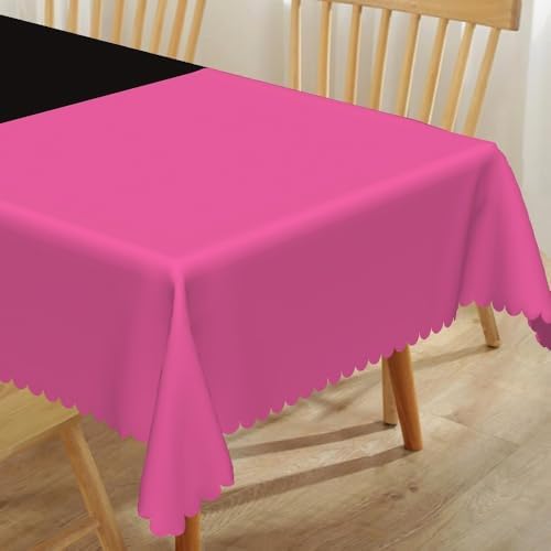 60x84inches Hot Pink and Black Tablecloth Rectangular Patchwork Table Cloth Waterproof and Stain Resistant Fabric Table Cover for Dinner Graduation Wedding Birthday Party Decorations - Image 5