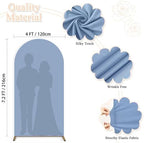 Dusty Blue Arch Cover 7.2FT Spandex Fitted Wedding Arch Covers Round Top Arch Cover Backdrop Fabric for Balloon Arch Stand Cover Chiara Backdrop Cover for Baby Shower Birthday Party Decor - Image 2