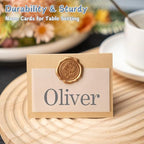 100 Pack Name Cards for Table Setting, Printable Place Cards with Antique Gold Rose Wax Seal Sticker for Wedding, Table Tent Card Stock for Party, Dinner(100 Pack Pearlized Champagne Gold) - Image 5