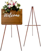 Conda 63" Wooden Tripod Artist Display Easel with Tray, A-Frame Adjustable Easel Stand for Wedding Sign, Foldable Easels for Painting Canvas, Display & Posters by CONDA