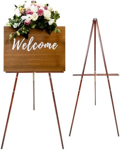 Conda 63" Wooden Tripod Artist Display Easel with Tray, A-Frame Adjustable Easel Stand for Wedding Sign, Foldable Easels for Painting Canvas, Display & Posters by CONDA