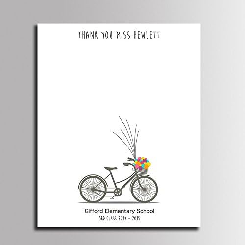 Graduation Wedding Gift Fingerprint Guestbook Alternative Customized DIY Thumbprint Painting Bicycle with Balloons Canvas Signature Book with Wood Hanger-80x120cm - Image 2